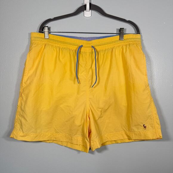 Polo Ralph Lauren Yellow Swim Trunks Men’s L Vintage Mesh Lined Shorts - Picture 1 of 8